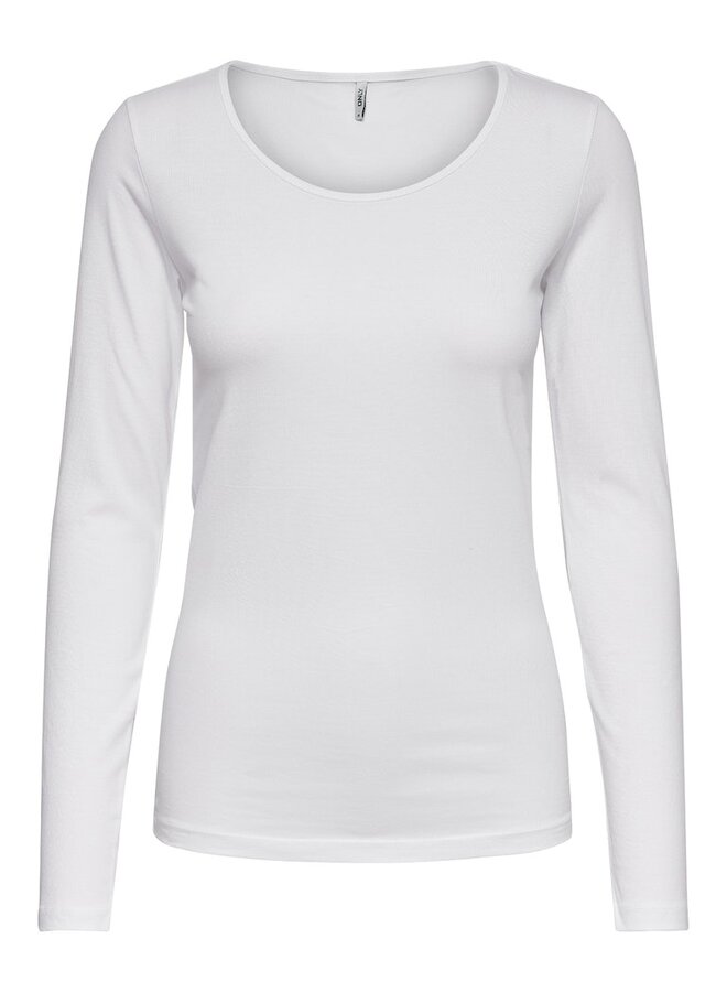 T-shirt Lange Mouw ONLLIVE LOVE L/S ONECK TOP NOOS JRS - White