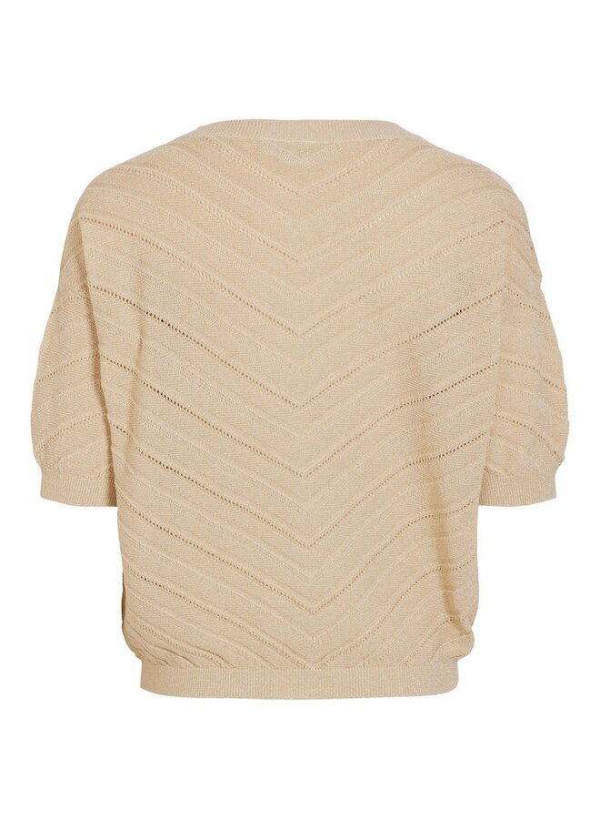 Vila Trui VIESTY BOATNECK 2/4 GLITTER - Birch/LIGHT GOLD