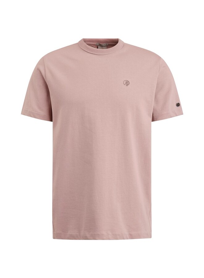 T-shirt R-neck regular fit heavy cotton - Licht Roze