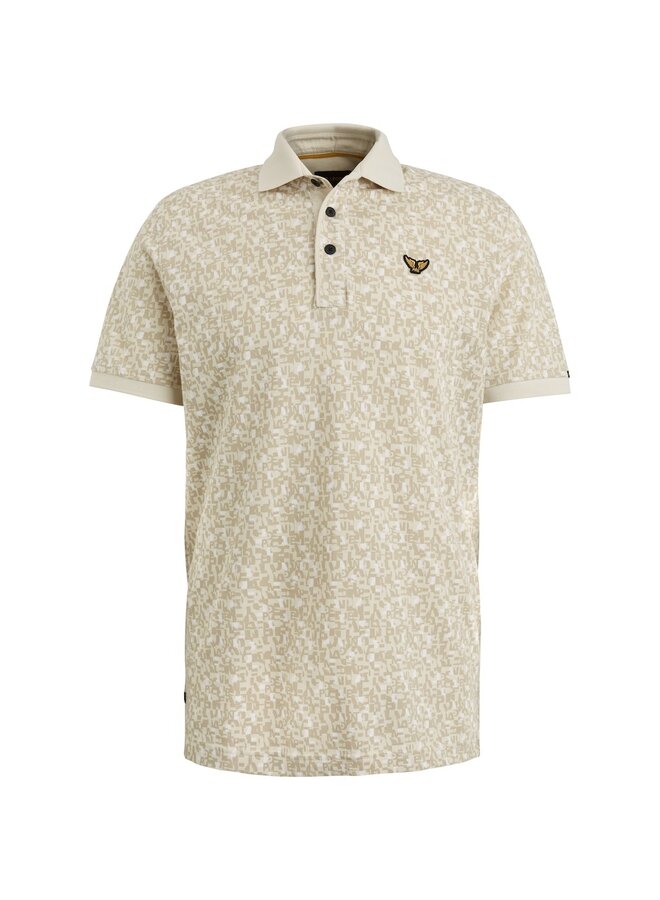 PME Legend Polo Short sleeve polo fine pique all over print - Bone White