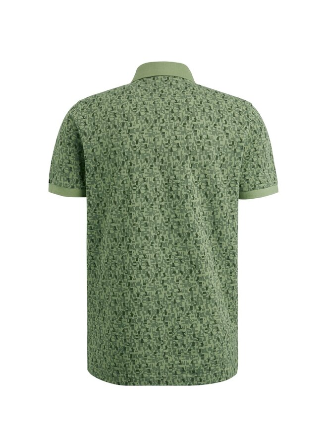 PME Legend Polo Short sleeve fine pique all over print- Sage