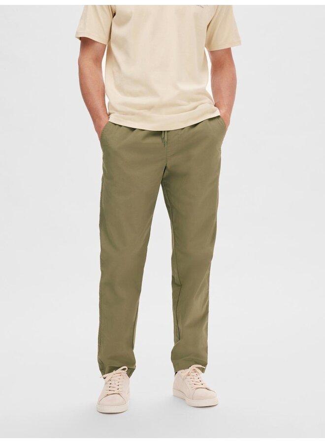 Selected Broek SLH196-STRAIGHT NICK DRAWSTRING PANT- Burnt Olive