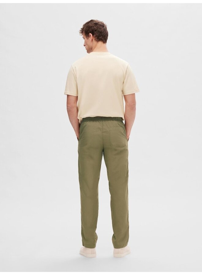 Selected Broek SLH196-STRAIGHT NICK DRAWSTRING PANT- Burnt Olive