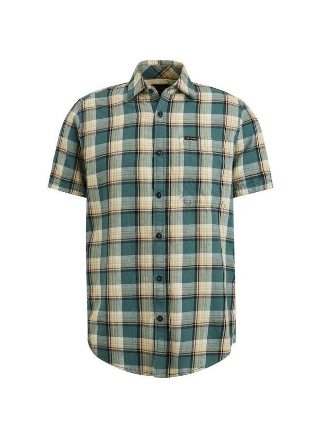 PME Legend Overhemd Short Sleeve Shirt Ctn Slub Weave Yarn dyed Check- North Atlan