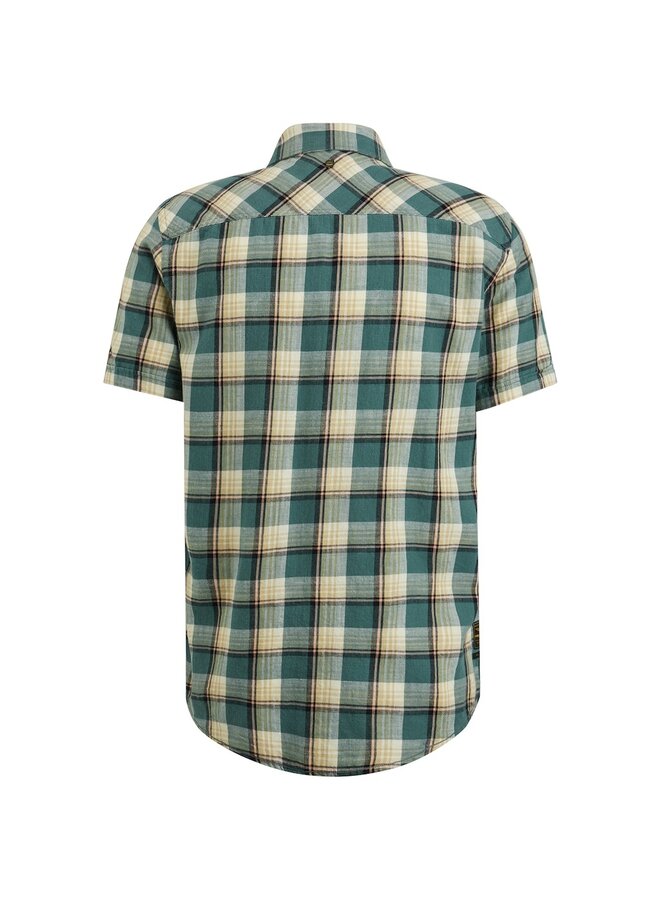 PME Legend Overhemd Short Sleeve Shirt Ctn Slub Weave Yarn dyed Check- North Atlan