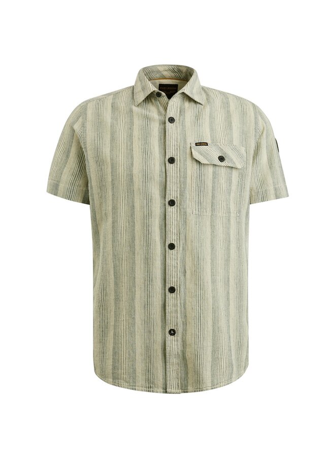 PME Legend Overhemd Short Sleeve Shirt Yarn Dyed Stripe- North Atlan