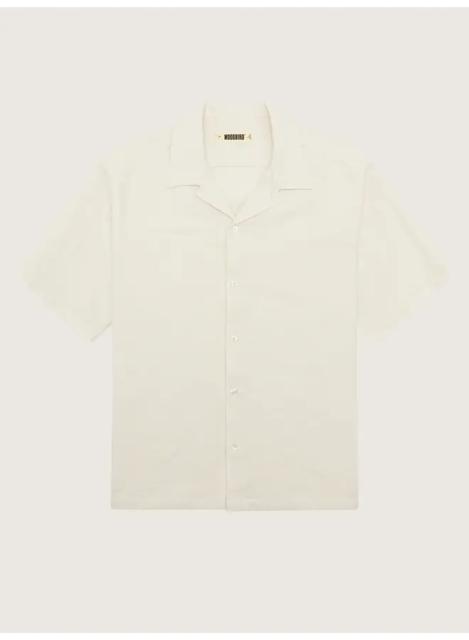 Woodbird Overhemd Korte Mouw 2416-709 Mesh Shirt - Off White