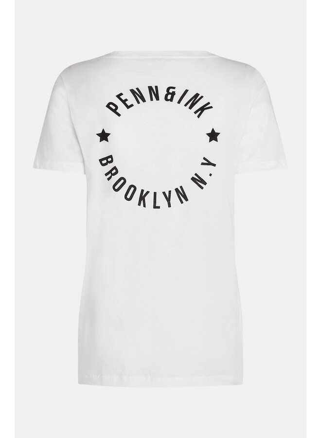 Penn&Ink T-Shirt S24F1429 T-Shirt Print - White-Navy