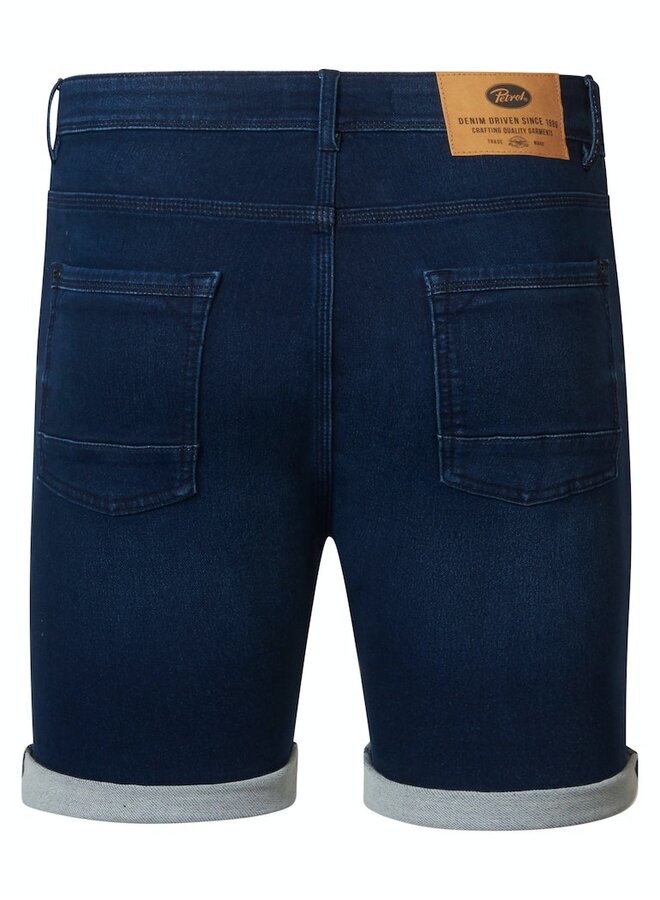 Petrol Short Jeans Jackson Jogg - Denim Short Slim Fit - Donker Blauw