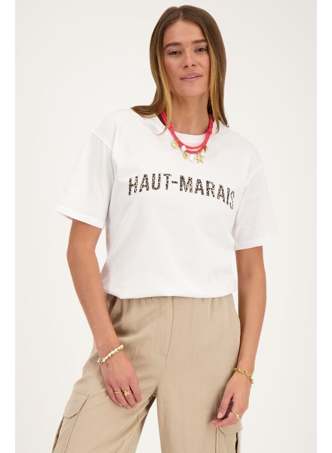 My Jewellery T-Shirt met panterprint ''Haut-Marais'' MJ11112-0900 - Wit