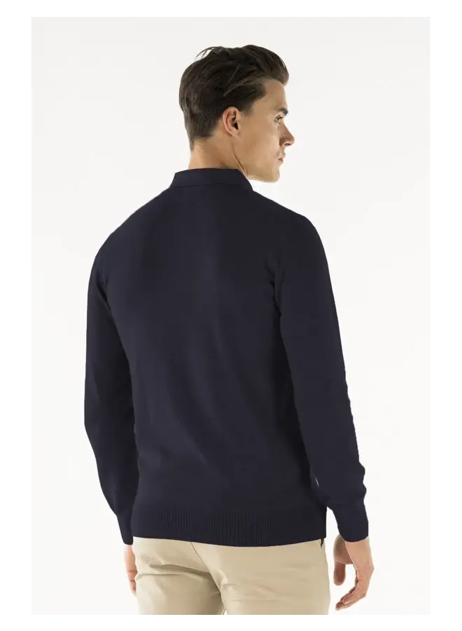 Presly & Sun Polo Lange Mouw Brad Long Sleeve Knitted Polo - Navy