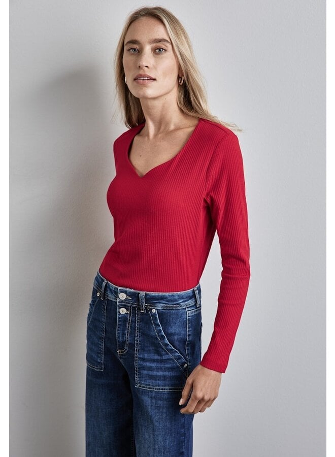 Street one Basic Top Met V-Hals - 15953 Autumn Red