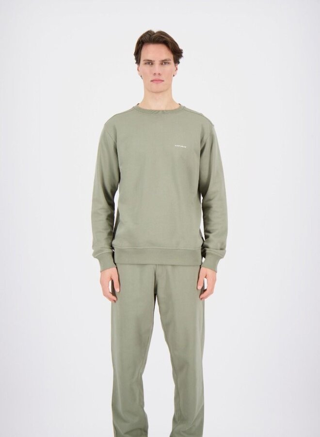 Crewneck GEM1178-SS25 Basic Sweater - Laurel Oak/White