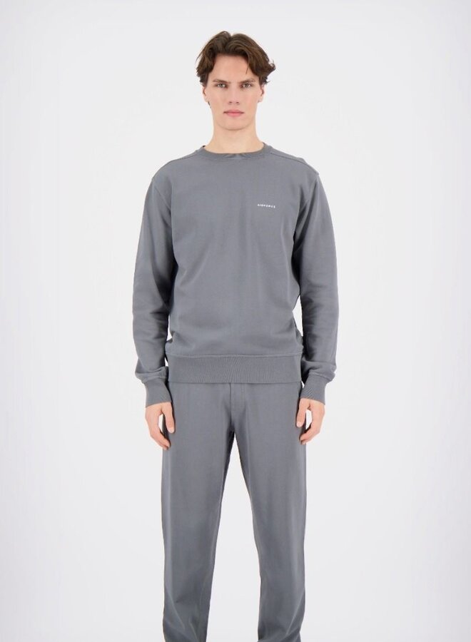 Crewneck GEM1178-SS25 Basic Sweater - Pewter/White