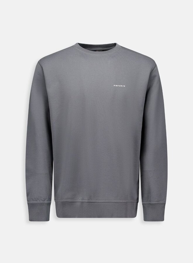 Airforce Crewneck GEM1178-SS25 Basic Sweater - Pewter/White
