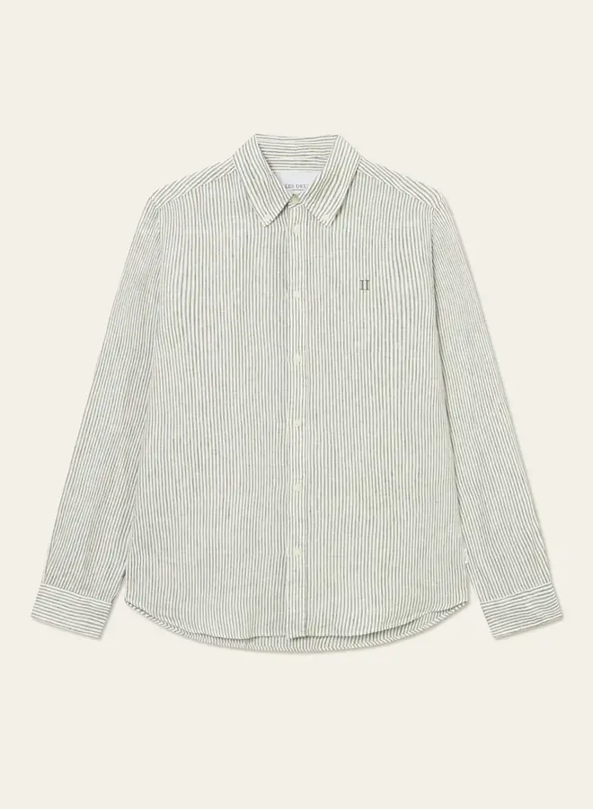 Les Deux Linnen overhemd LDM410150 - 218510-Light Ivory/Lichen Green