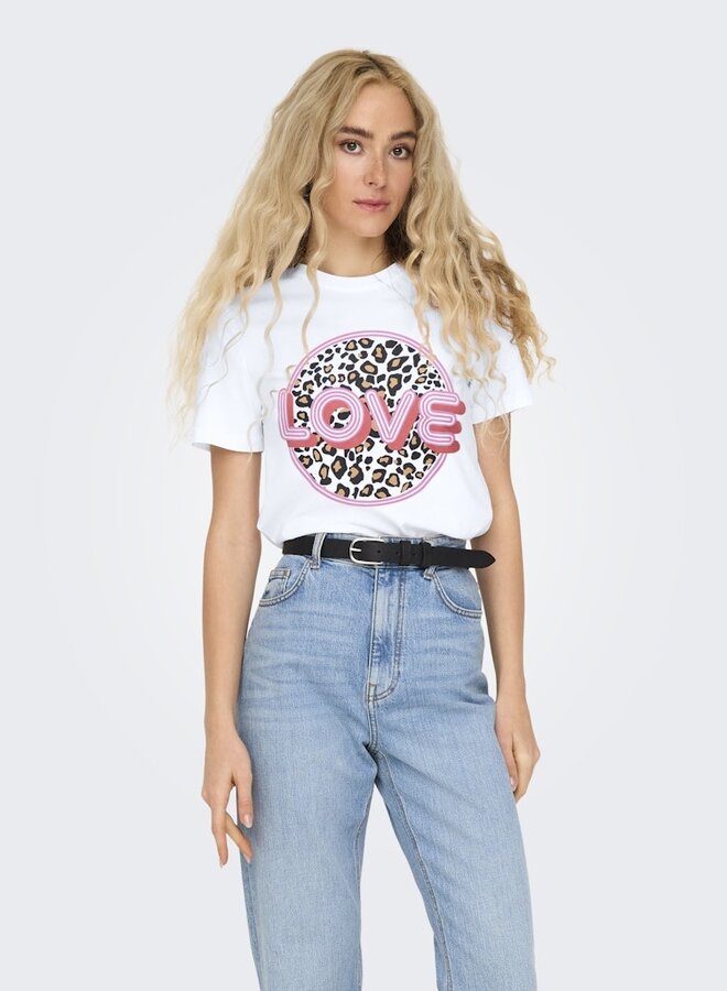 Only T-shirt ONLARIYA 15343191 - Bright White Print:Love