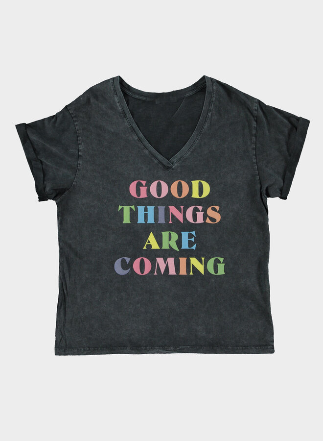 Turquoise By Daan T-shirt V00030 Good Things Areg - Antraciet