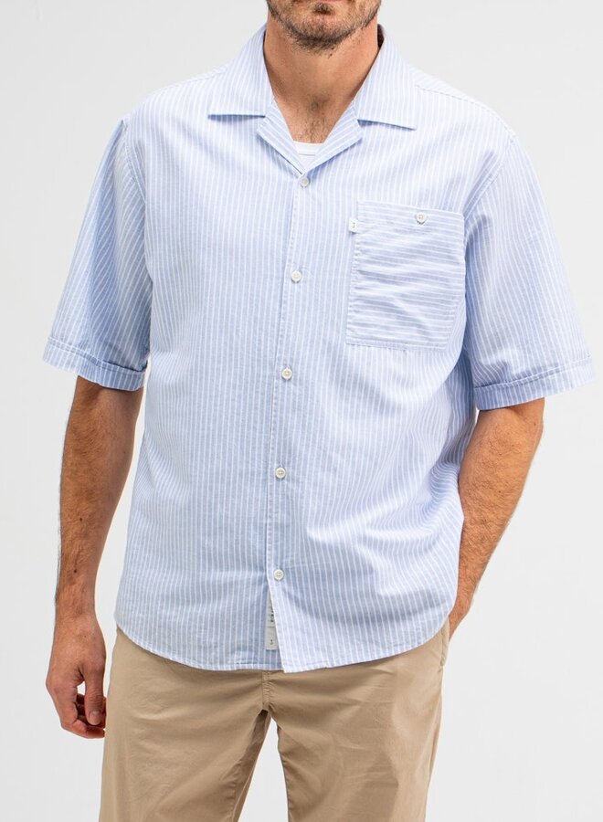 Overhemd Korte Mouw Anthony Resort Stripe M2514013 - 823 Horizon Blue