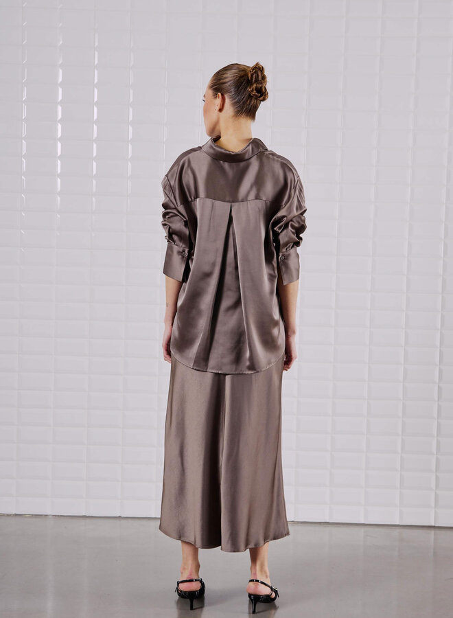 Withblack Satijnen Rok 00001283 - Falcon Brown
