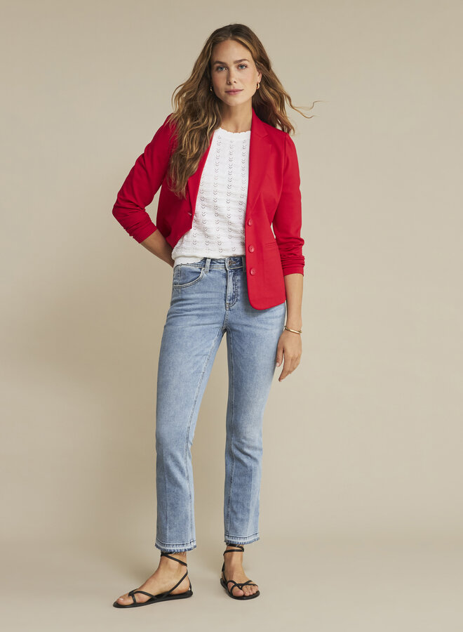 Red Button Cropped Flared Jeans Babette SRB4480 - 108 Bleach