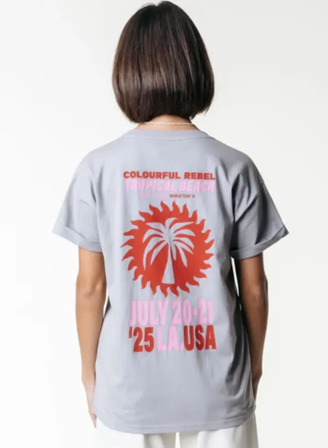 Colourful Rebel T-shirt Tropical WT116891 Tee - 214 Light Grey
