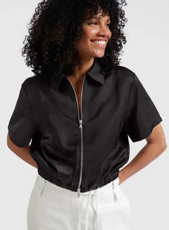YAYA Satijnen Jasje 02-001050-505 - 99989 Washed Black