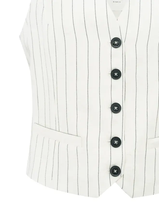YAYA Gilet Met Krijtstreep 01-521003-505 - 999881 Sand Linen Beige Dessin