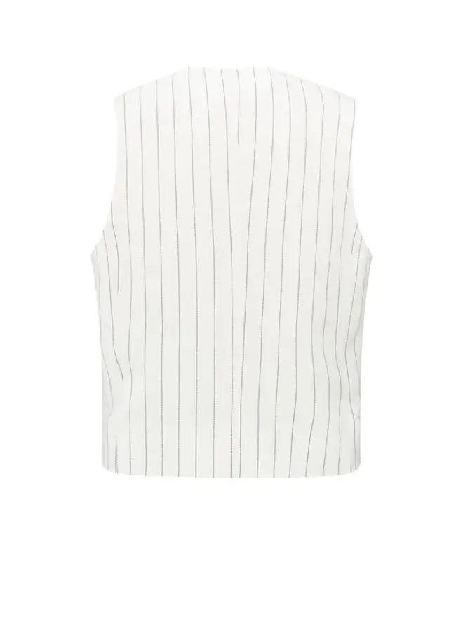 YAYA Gilet Met Krijtstreep 01-521003-505 - 999881 Sand Linen Beige Dessin