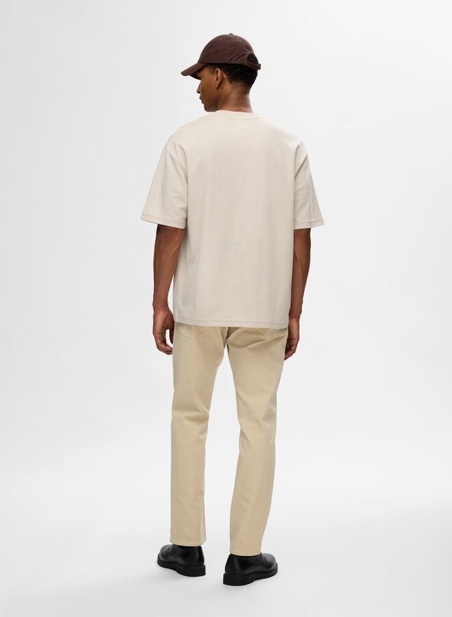 selected T-shirt SLHLOOSEOSCAR 16094143 - Oatmeal