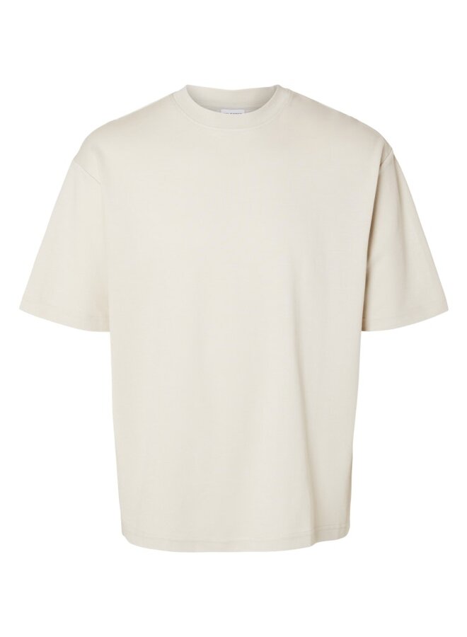selected T-shirt SLHLOOSEOSCAR 16094143 - Oatmeal
