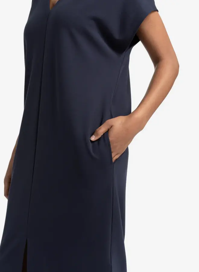 YAYA Jurk Met V-Hals 01-609179-506 - 94010 Total Eclipse Blue