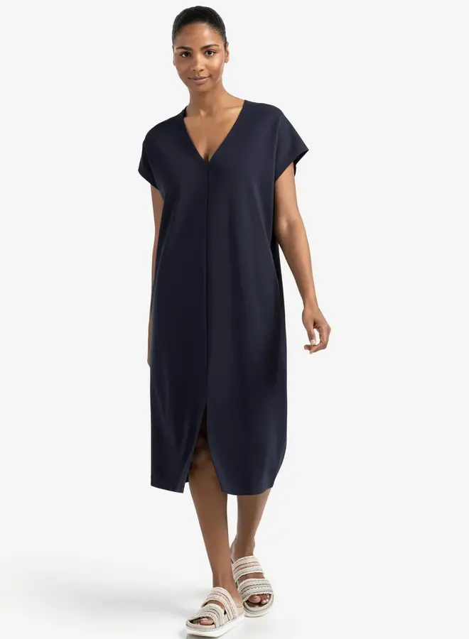 YAYA Jurk Met V-Hals 01-609179-506 - 94010 Total Eclipse Blue