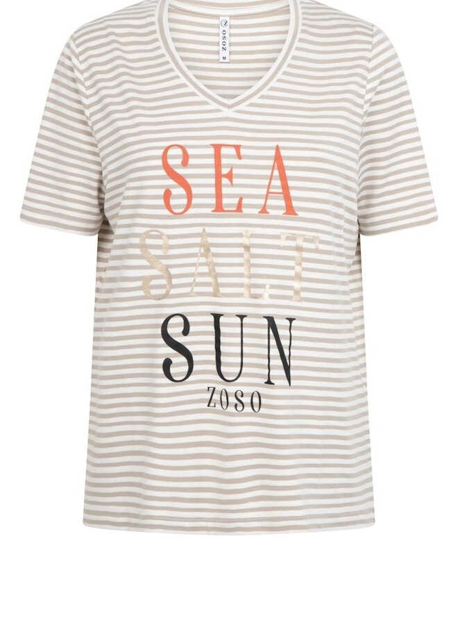 Shirt 253Merel - 00007-0016 Sand/White