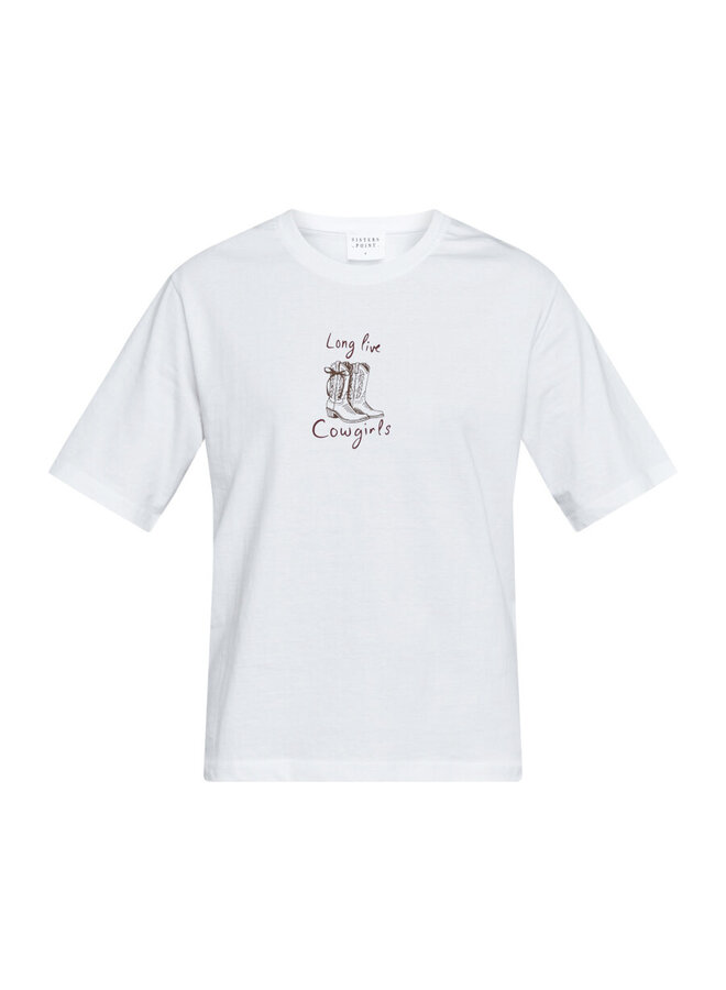 Sisters Point T-shirt Cowgirl 18794 HEDA-LOOSE.SS9 - 829 White/Mocha