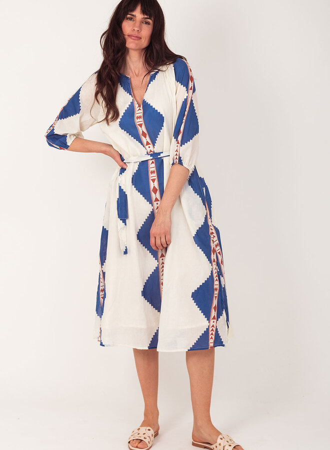 Jurk67038-0550 Jurk Katoen - Blauw