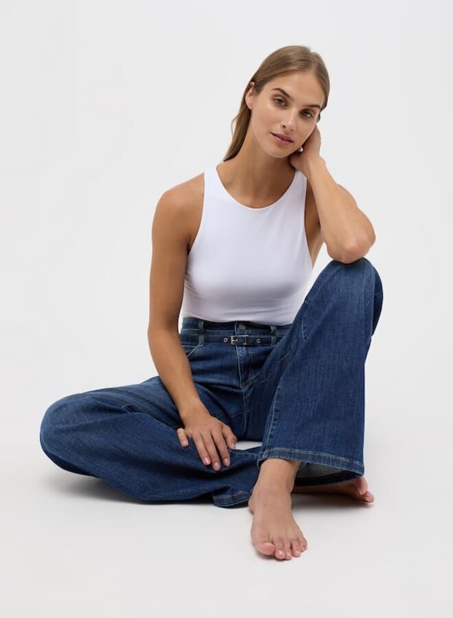 Angels Jeanswear Wide Leg Jeans Liz Belt 311 256530 - 3358 Mid Blue Used