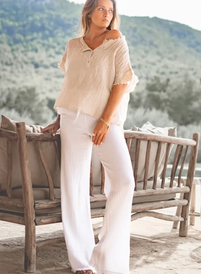 Linnen Broek Zora 231DL180WH - White