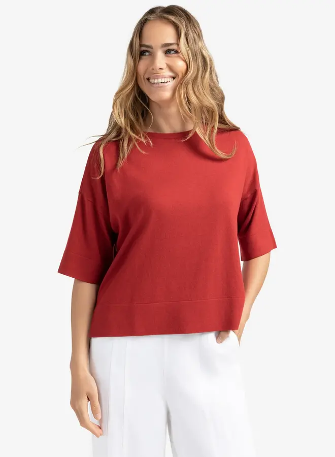 YAYA T-Shirt Gebreid 01-000454-507 - Scarlet Sage Red