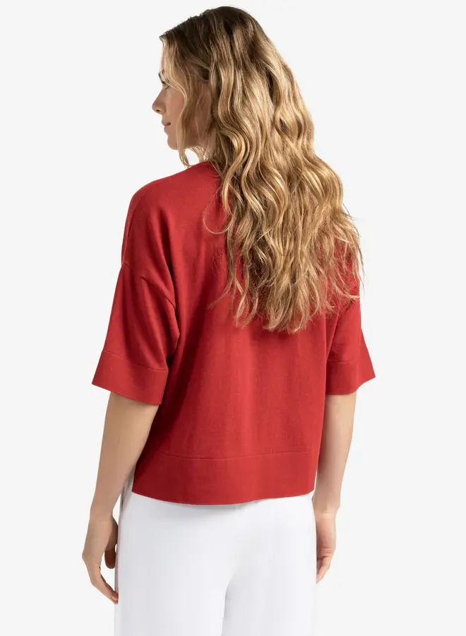 YAYA T-Shirt Gebreid 01-000454-507 - Scarlet Sage Red