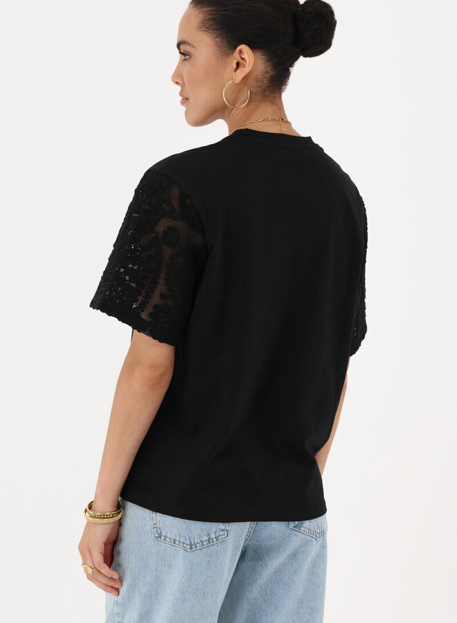 My Jewellery T-Shirt Embroidery Mouwen MJ13856-1100 - Zwart