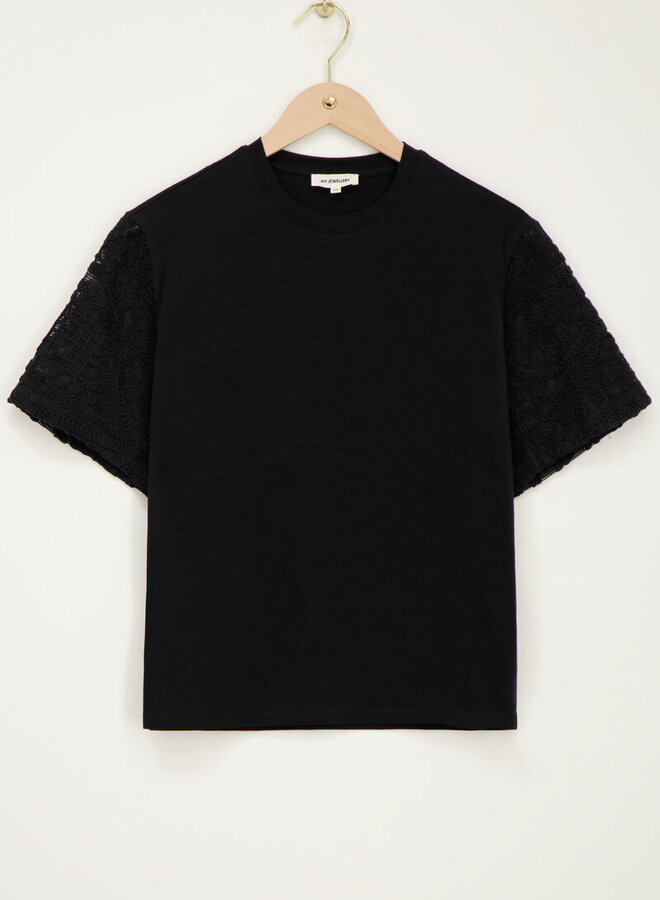 My Jewellery T-Shirt Embroidery Mouwen MJ13856-1100 - Zwart