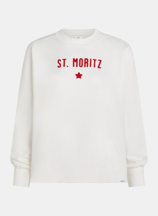 Penn&Ink Trui St. Moritz W25F1700 -   Ecru-Tomato
