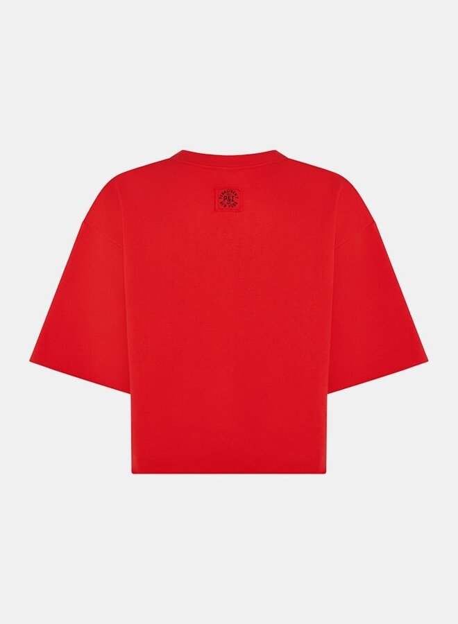Penn&Ink Trui Sweater Print W25F1702 -  Tomato-Ecru