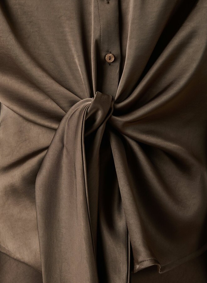 Neo Noir Blouse Naja Satin Shirt 160801- Dark Brown