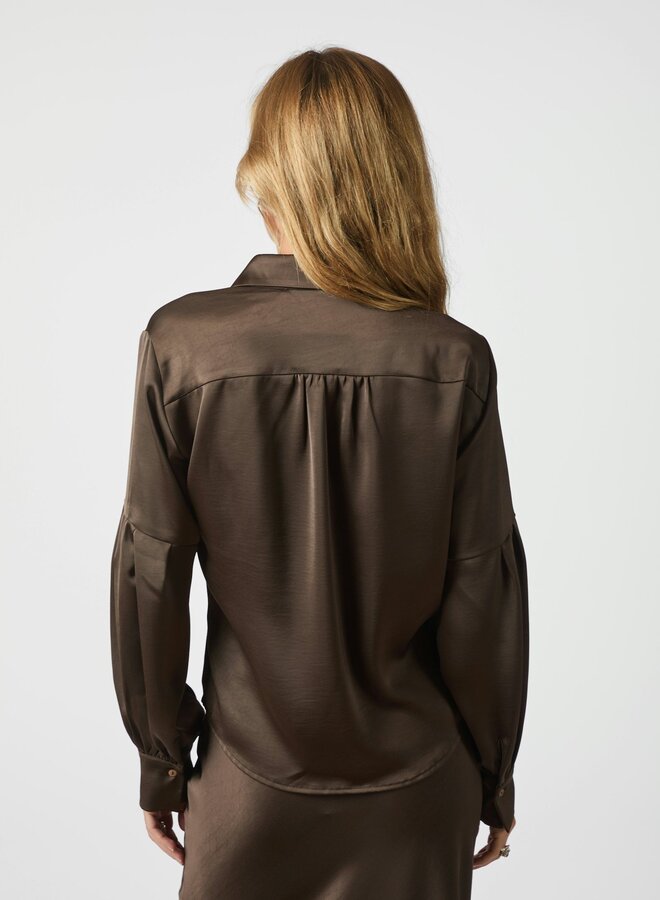 Neo Noir Blouse Naja Satin Shirt 160801- Dark Brown