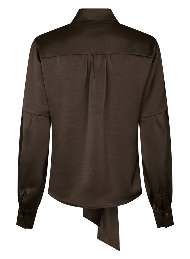 Neo Noir Blouse Naja Satin Shirt 160801- Dark Brown