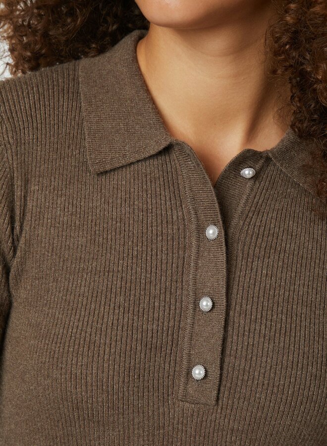 Neo Noir Trui Panama Knit 164017 - Brown Melange