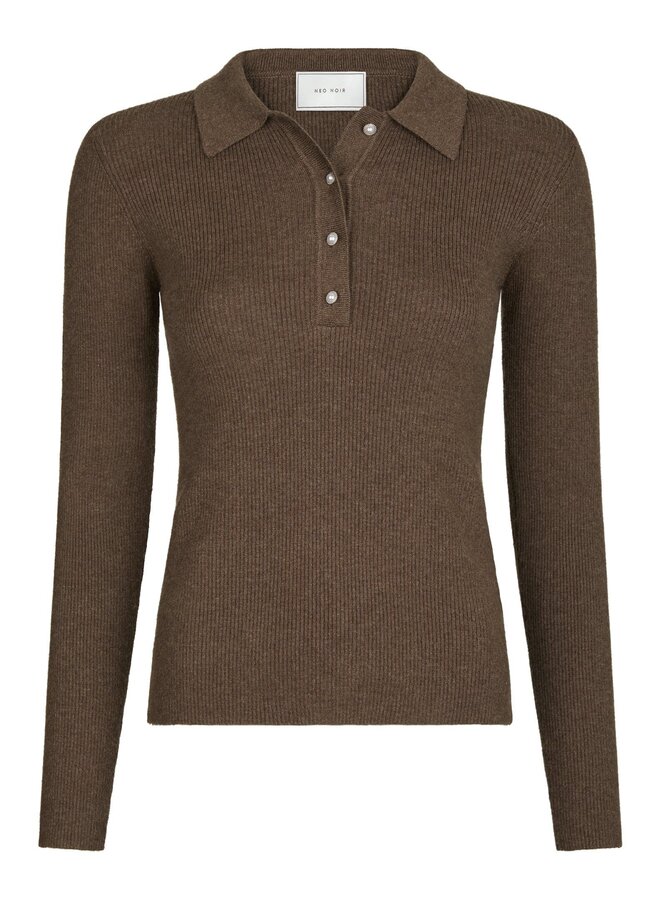 Neo Noir Trui Panama Knit 164017 - Brown Melange