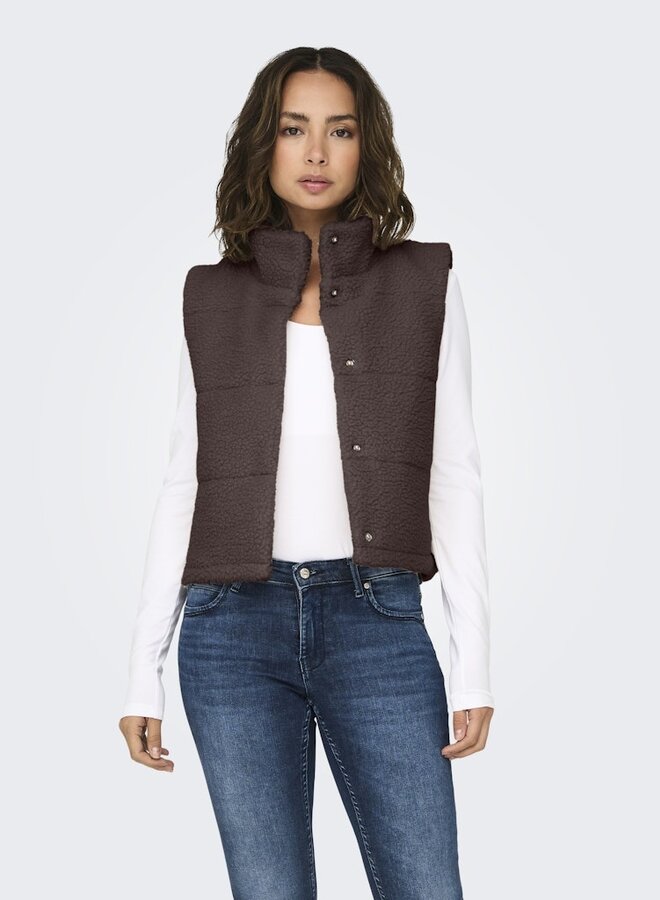 jas ONLSANDRA  Teddy gilet 15320630 - Seal Brown